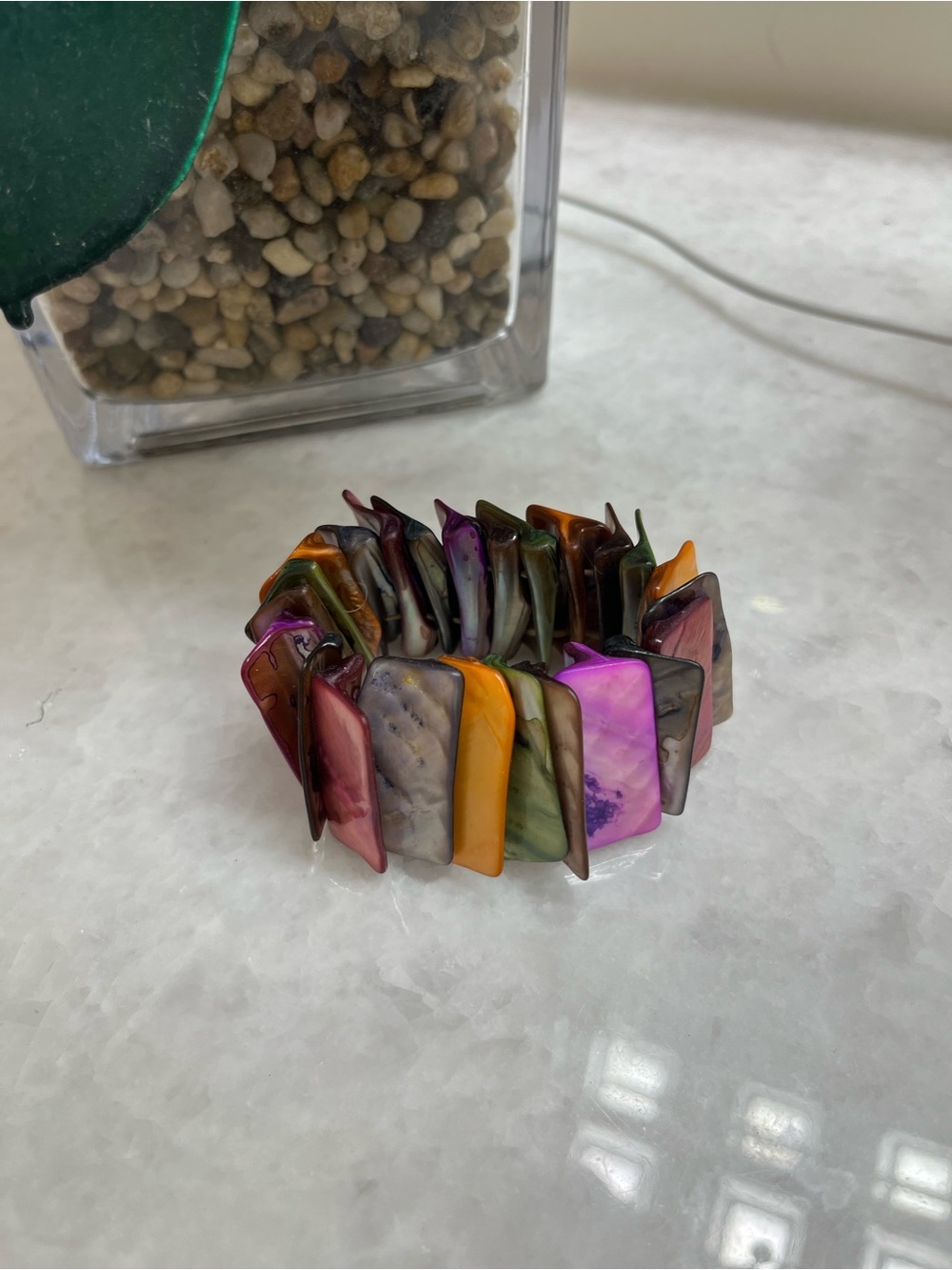 Multicolor Shell Tile Stretch Bracelet - Women Jewelry